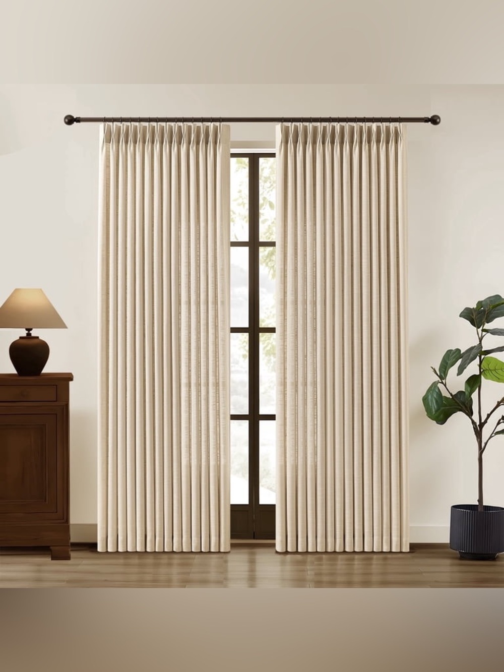 Galenzoov 40×84 inch 2 Panels Pinch Pleated Linen Curtains